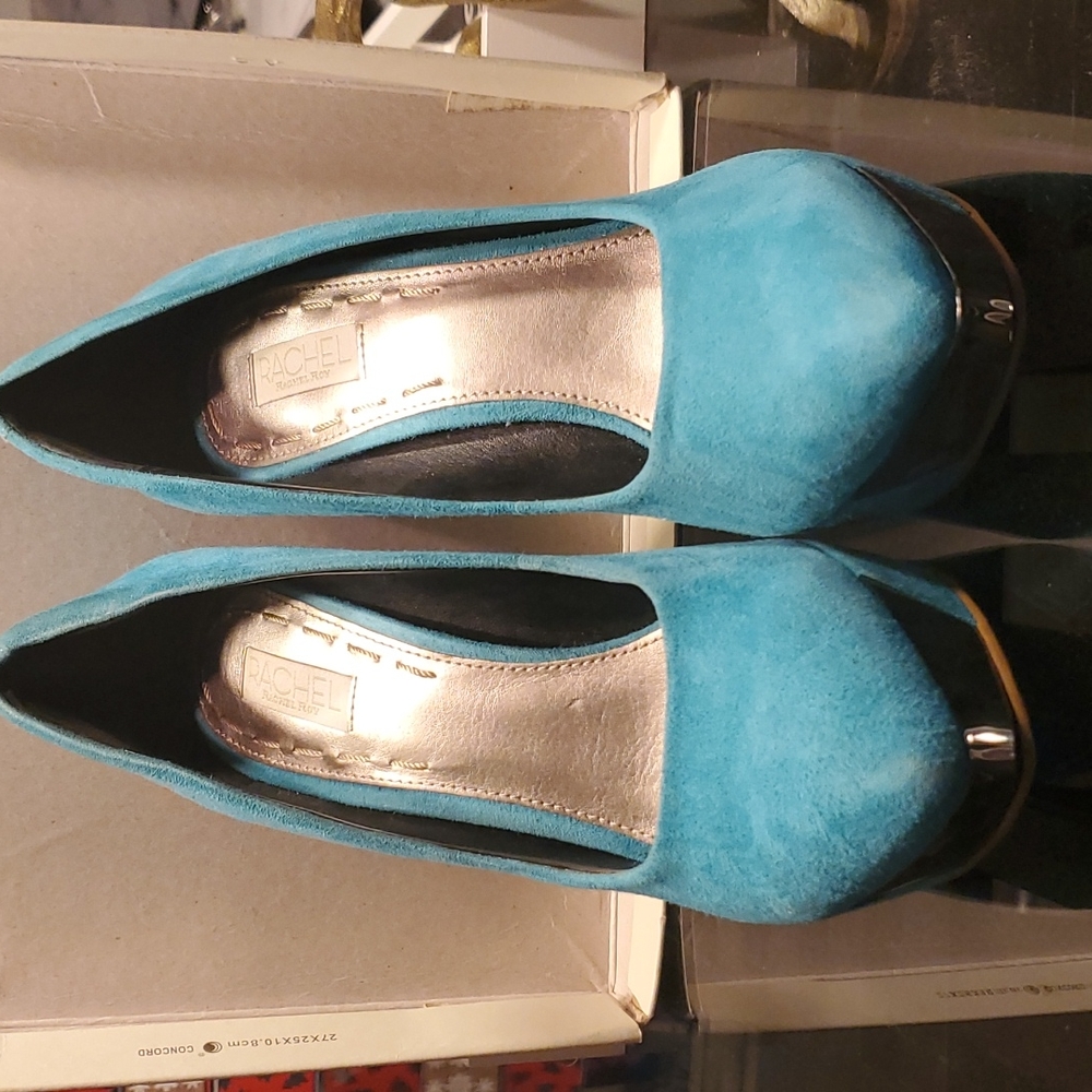 Rachel Roy blue suede platform heel